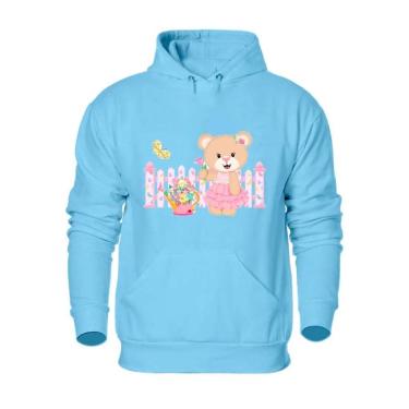 Imagem de Blusa Agasalho Moletom Feminino Com Capuz Ajustavel Bolso Canguru Flanelado-Feminino