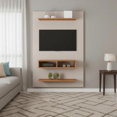 Imagem de Painel Moderno para TV Até 50" com Nicho e Prateleiras - Repleta, Off 
