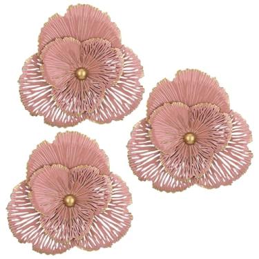 Imagem de DILATATA Conjunto de 3 peças de arte de parede de flor de metal 25 cm escultura floral moderna rústica 3D flor de metal para decoração de parede interior sala de estar quarto cozinha banheiro jardim