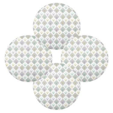 Imagem de Wassud Jogo americano conjunto de 4 tapetes de mesa redondos de diamante flor-de-lis para cozinha e jantar tapetes laváveis resistentes ao calor decoração de mesa 39 cm