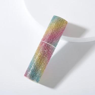 Imagem de Atomizador de perfume de diamante recarregável de 10 ml, frasco de spray de strass luxuoso, bomba de pressão à prova de vazamento, mini frasco de fragrância de viagem para bolsa de mão, Arco-íris, 0.3