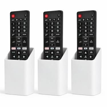 Imagem de Suporte para Controle Remoto TV e Ar Condicionado de Parede Universal, Organizador 3M Sem Furo, PLA Ecológico, Design Minimalista (Kit com 3 Branco)