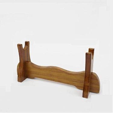 Imagem de pcagfaajmh Suporte de espada de madeira maciça suporte de parede Katana suporte Wakizashi suporte de espada samurai japonês ()