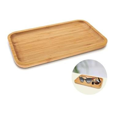 Imagem de Bandeja de Bambu Retangular para Servir Petiscos, Petisqueira para Cozinha