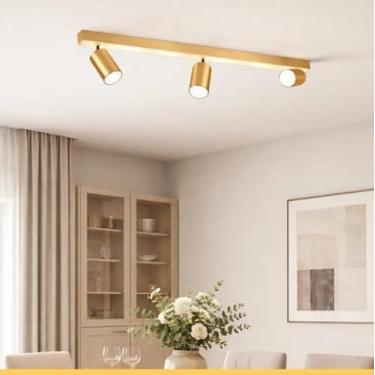 Imagem de Perfil De Led Sobrepor Pontual Dourado 1m + 3 Spots 3000k