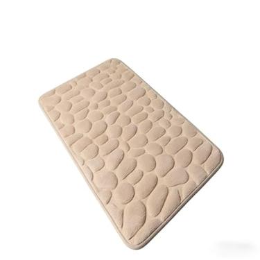 Imagem de Tapete de Porta para Banheiro 60cm - Estampa de Pedra, Fino e Prático, Ideal para Absorver Água, Proteger Pisos e Complementar Decoração (CHAMPANHE)