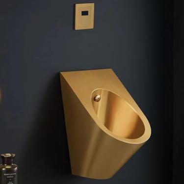 Imagem de pcagfaajmh Mictório, mictório montado na parede, mictório de aço inoxidável 304, mictório de vaso sanitário masculino, calhas de mictório masculinas com válvula de descarga de sensor, mictório de