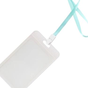 Imagem de 10 Porta Crachá Vertical Com Cordão - Proteção - Verde-Claro