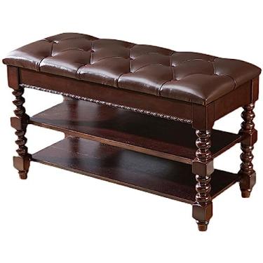 Imagem de Banco de armazenamento de sapatos com assento acolchoado – suporte organizador de sapatos de 2 camadas para entrada, corredor e quarto, prateleira de armação de metal, solução de armazenamento de