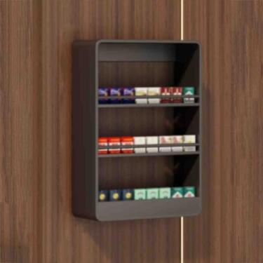 Imagem de Armário de exibição de cigarro de liga de alumínio montado na parede, rack de vitrines de varejo para supermercados, lojas de mercado - preto, 40 x 8 x 60 cm, solução durável para exibição de cigarros