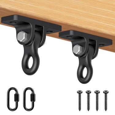 Imagem de SELEWARE Gancho de teto para serviço pesado, viga de madeira – Suporte giratório de saco de pancadas de 360° feito de aço inoxidável para ioga aérea, rede, cadeira suspensa, balanço