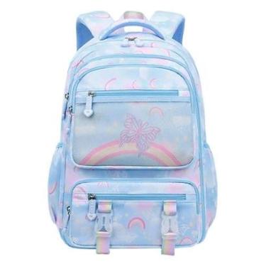 Imagem de Mochila Infantil Escolar Menina Borboleta Delicada Bolsa Arco Iris Estilo Fichário-Feminino