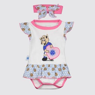 Imagem de Kit Cruzeiro Body e Tiara Mascote Infantil Branco - Reve Dor, M