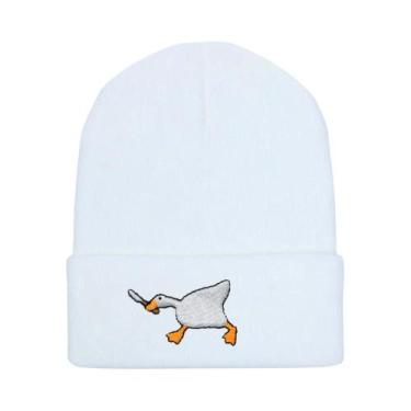 Imagem de Gorro De Inverno Unissex Tricotado Com Bordado De Ganso, Touca Quente 