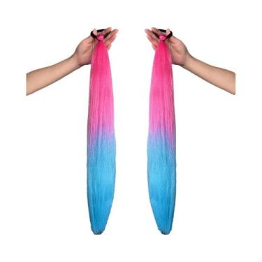 Imagem de Extensão De Rabo De Cavalo Sintético Roxo Longo E Liso 2 Peças Com Elá