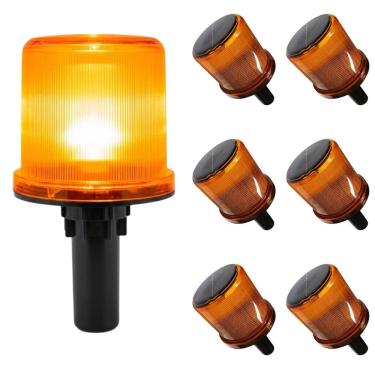 Imagem de Sinalizador Solar Viario  Kit 6 Uni Cone Led Obra Transito Sinalizacao Emergencia Alerta Seguranca Rua Rodovia Pista