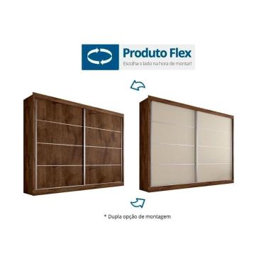 Imagem de Guarda Roupa Casal 2 Portas De Correr E 4 Gavetas Verona Plus Braúna/Off White - Europa