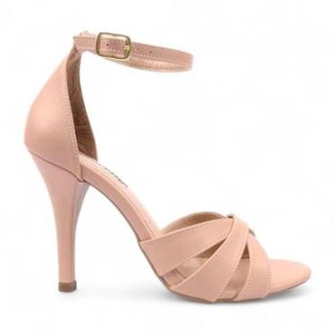 Imagem de Sandália Salto Alto Com Tiras Cruzadas Fecho Em Fivela-Feminino