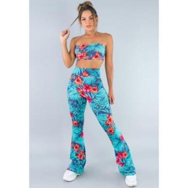 Imagem de Conjunto Mvb Modas Calça Flare Feminina e Top Faixa-Feminino