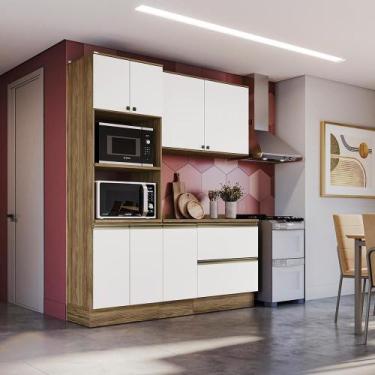 Imagem de Armário de Cozinha Compacta Torre Quente 100% MDF 190cm Nogueira/Branc