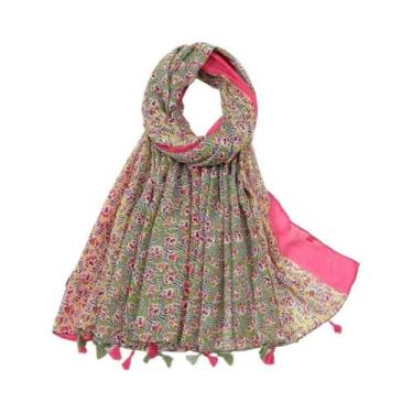 Imagem de Cachecol Floral De Viscose Para Mulheres 180x90cm, Pashmina Fina Para 