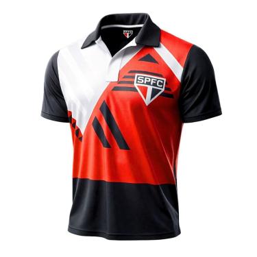 Imagem de Camisa Polo Esportiva Piramide - Preto e Vermelho