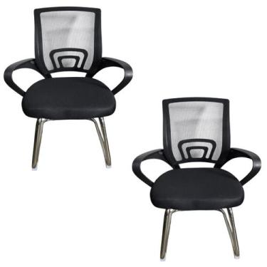Imagem de Kit 2 Cadeiras De Escritório Recepção Base Fixa Interlocutor Secretári