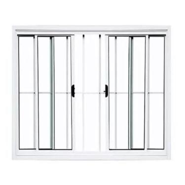 Imagem de Janela 4 Folhas Com Grade Linha 18 aluminio branco - Prover Esquadrias