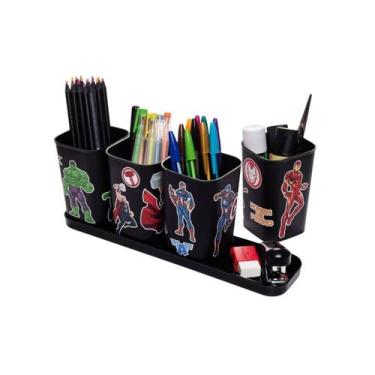 Imagem de Kit 5 Peças Porta Canetas/Lápis/Objetos com Bandeja Plasútil Organizad