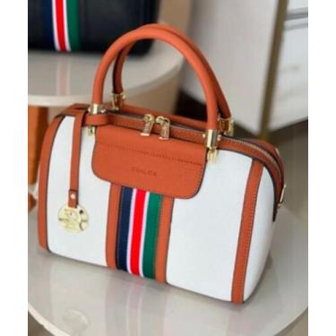 Imagem de Bolsa Bau Feminina Chalita Luxo c Alça Mão e Transversal 100Pu Bca Ori