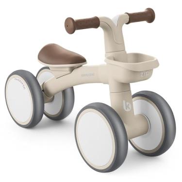 Imagem de Kikka Boo Bicicleta sem pedais ZIPI, corredores bebé de 1 ano, bicicleta de equilíbrio, bicicleta para bebê com cesta, ajustável, brinquedo para crianças, presente para bebê, bege