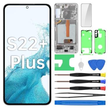 Imagem de BESJMYT Substituição de tela AMOLED para Samsung Galaxy S22+ Plus com moldura branca Phantom OLED Display Touch Digitalizador, montagem completa, vidro fixo com kit de ferramentas de reparo SM-S906U