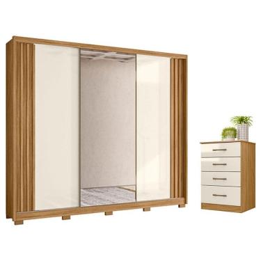 Imagem de Guarda Roupa Casal Arizona e Cômoda MS913 Freijó Off White - Moval