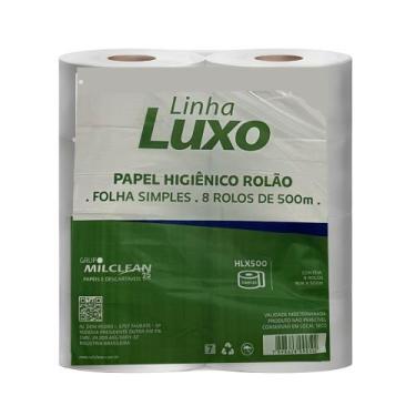 Imagem de Papel Higienico HLX500 Rolo Folhas Simples 8X500 Milclean, Branco