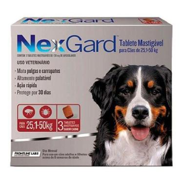 Imagem de Nexgard 3 comprimidos Antipulgas e Carrapatos 25 a 50kg caes cachorro