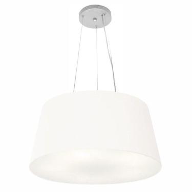 Imagem de Lustre Pendente Md-4048 para Teto com Cúpula em Tecido Cone Médio Bivolt Branco Vivare...