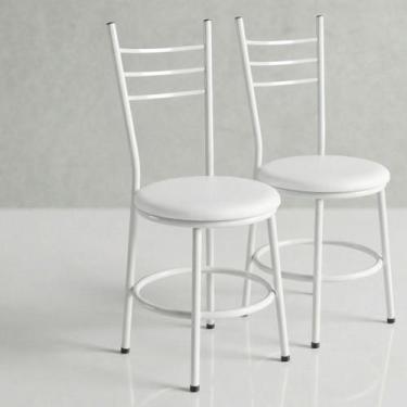 Imagem de Conjunto Kit 2 Cadeiras Metal Aço Cozinha Jantar Almofadada Jogo Gourm