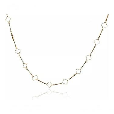 Imagem de Colar Curto Premium Colchões Flor Vazada Folheado em Ouro 18k 32cm Dourado Feminino