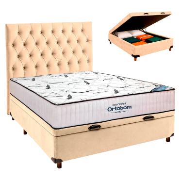 Imagem de Box Bau Blindado + Colchão Casal High Foam Ortobom + Cabeceira