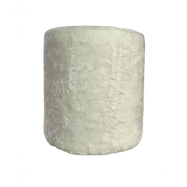 Imagem de Puff Redondo Não é Segredo Astracan Pelúcia Branco Pé Fixo 40x45 Nspr07ta-f