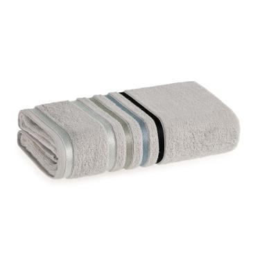 Imagem de Toalha de Banho Lumina Unika Karsten Cinza Platina 70x140 Fio Penteado com Listras