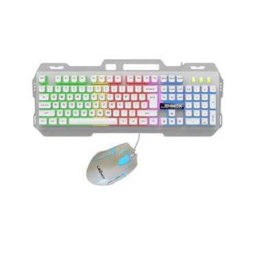 Imagem de Kit teclado metálico e mouse gamer com fio ubs rgb branco ley-2077 leh