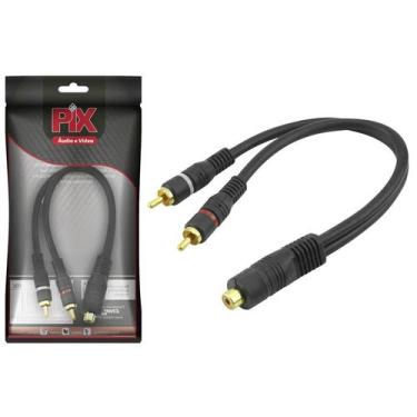 Imagem de Cabo De Áudio Y 2 Rca Macho 1 Fêmea 25 Cm 5mm Alta Qualidade - PIX