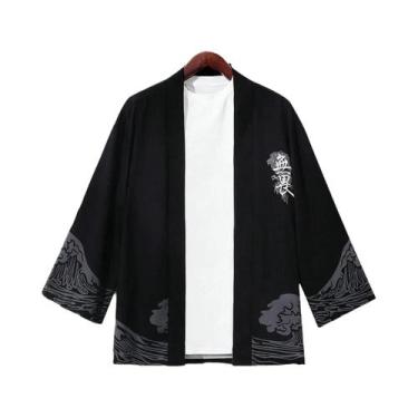 Imagem de Camisa De Verão Masculina RANMARU Kimono De Manga Curta Estampada Moda