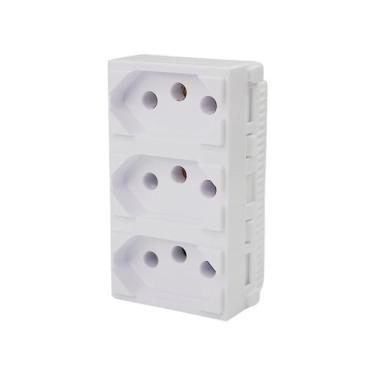 Imagem de Kit 10 Tomada Tripla Monobloco Branco 10A Módulo Linha I9 - ILUMI