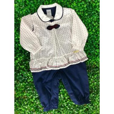 Imagem de Macacão Longo Infantil Fem Estampa Flores - SONHO MAGICO , M, Marinho,