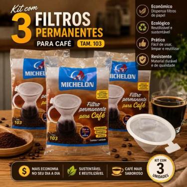 Imagem de Kit 3 Filtro Permanente para Café Michelon 103