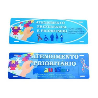 Imagem de Kit 2 Placas de Sinalização em MDF atendimento Prioritário para Autist