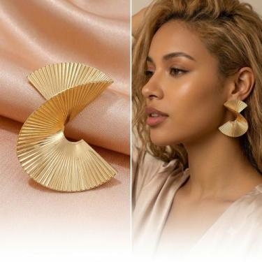 Imagem de Brincos Feminino Geométrico Dourado Estilo Luxo Casual - MS CHOICES