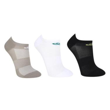 Imagem de Kit Meia Olympikus Neon 3 Pares Masculino, Branco, Rosa, 39/44